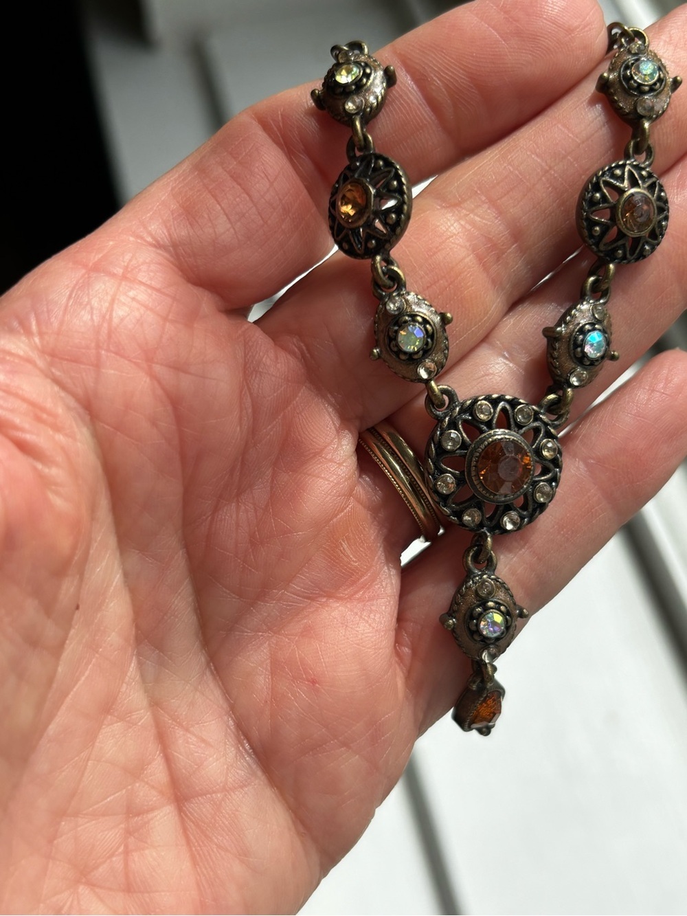 Vintage Nina Ricci Orange Crystal Pendant Necklace - Picture 3 of 4